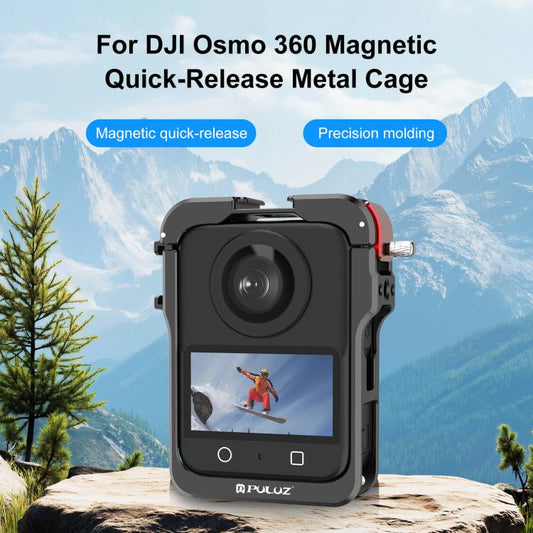 Pour cadre d'expansion de cage de protection en alliage d'aluminium PULUZ pour DJI Osmo 360 avec cache d'objectif, cage de protection
