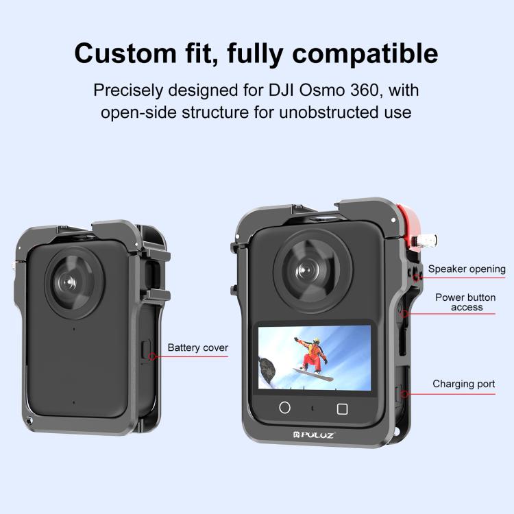 For DJI Osmo 360 PULUZ Aluminum Alloy Protective Cage Expansion Frame with Lens Cover, Protective Cage