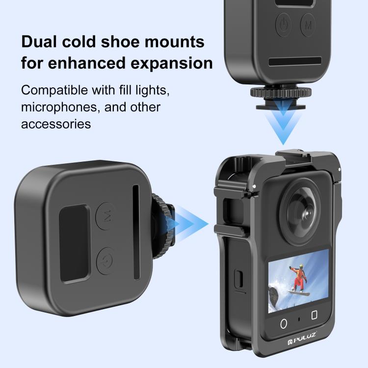 Pour cadre d'expansion de cage de protection en alliage d'aluminium PULUZ pour DJI Osmo 360 avec cache d'objectif, cage de protection