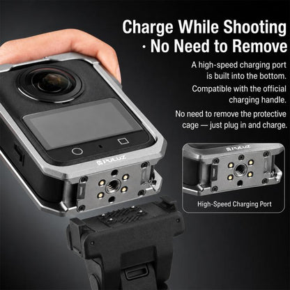 Pour cadre d'expansion de cage de protection en alliage d'aluminium PULUZ pour DJI Osmo 360 avec cache d'objectif, cage de protection