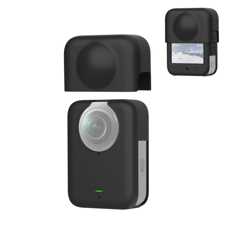 Pour DJI Osmo 360 PULUZ Housse de protection en silicone pour corps avec cache-objectif, Housse pour corps avec cache-objectif (Noir), Housse pour corps avec cache-objectif (Gris)