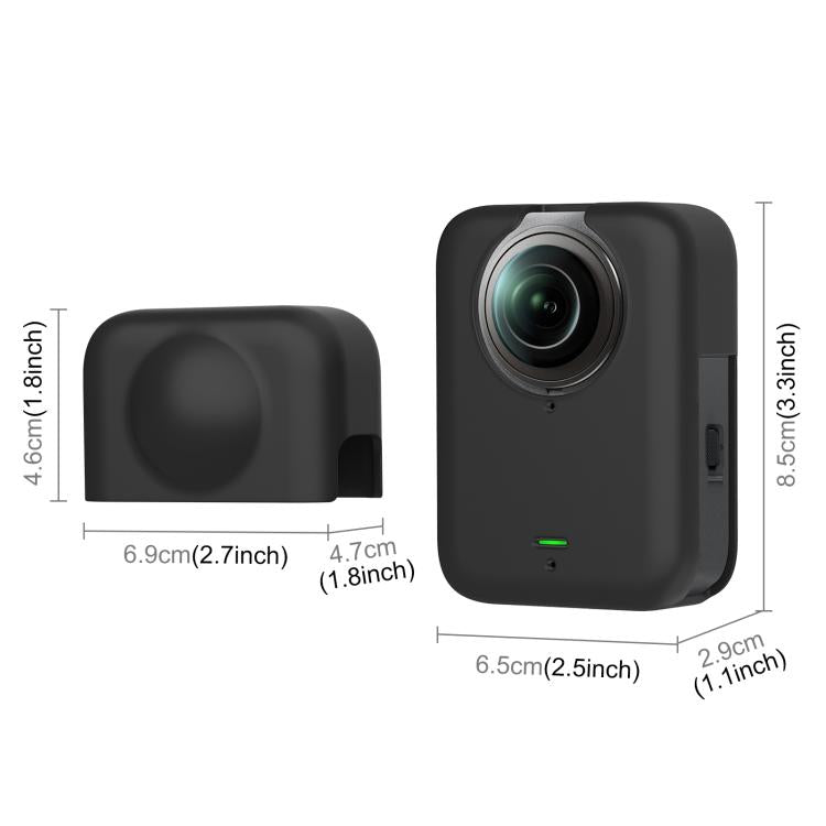 Pour DJI Osmo 360 PULUZ Housse de protection en silicone pour corps avec cache-objectif, Housse pour corps avec cache-objectif (Noir), Housse pour corps avec cache-objectif (Gris)