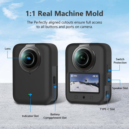 Pour DJI Osmo 360 PULUZ Housse de protection en silicone pour corps avec cache-objectif, Housse pour corps avec cache-objectif (Noir), Housse pour corps avec cache-objectif (Gris)