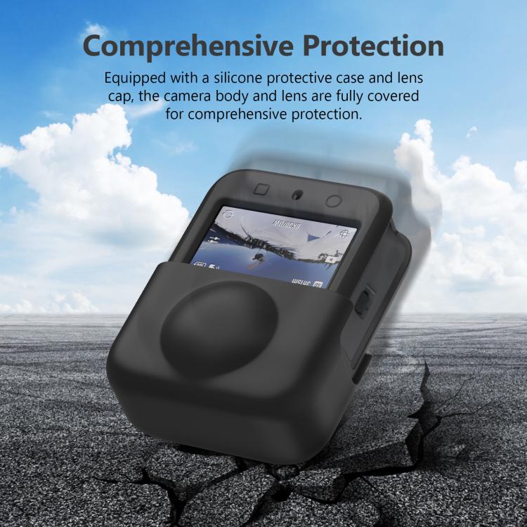 Pour DJI Osmo 360 PULUZ Housse de protection en silicone pour corps avec cache-objectif, Housse pour corps avec cache-objectif (Noir), Housse pour corps avec cache-objectif (Gris)