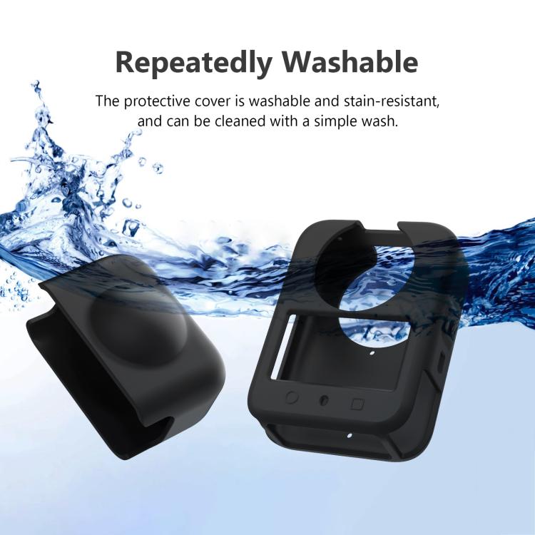 Pour DJI Osmo 360 PULUZ Housse de protection en silicone pour corps avec cache-objectif, Housse pour corps avec cache-objectif (Noir), Housse pour corps avec cache-objectif (Gris)