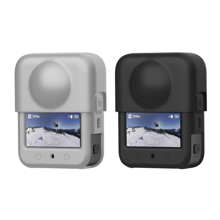 Pour DJI Osmo 360 PULUZ Housse de protection en silicone pour corps avec cache-objectif, Housse pour corps avec cache-objectif (Noir), Housse pour corps avec cache-objectif (Gris)