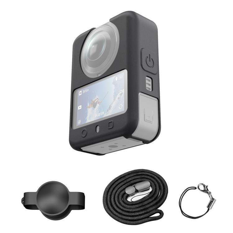 For DJI Osmo 360 PULUZ Silicone Protective Cover with Lens Cover & Lanyard, Cover with Lens Cover & Lanyard