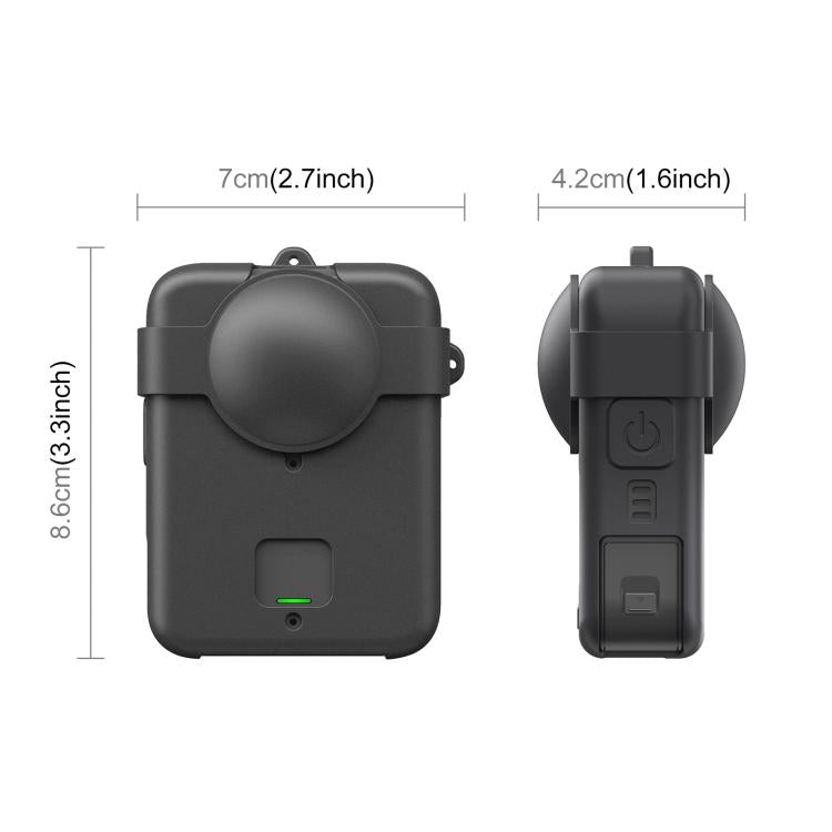 For DJI Osmo 360 PULUZ Silicone Protective Cover with Lens Cover & Lanyard, Cover with Lens Cover & Lanyard