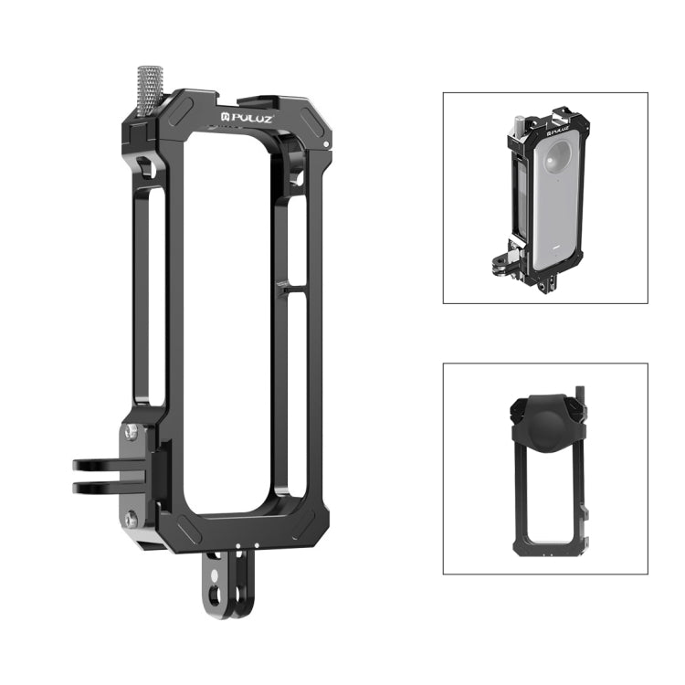 Pour Insta360 X3 PULUZ Cage de Protection en Métal Rig Boîtier Cadre avec Base à Griffe Froide Extensible et Adaptateur Trépied, Cage en Métal Stock US, Pour Insta360 X3