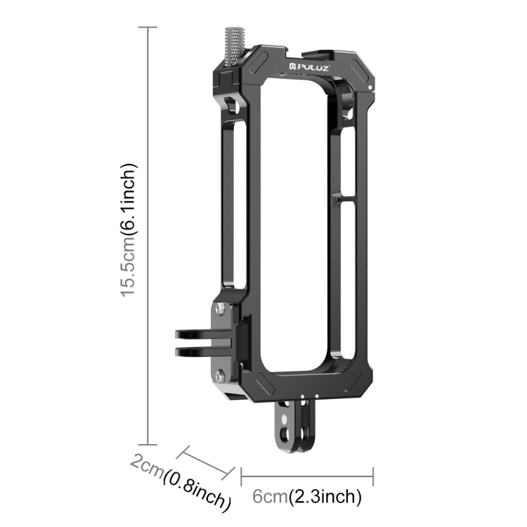 Pour Insta360 X3 PULUZ Cage de Protection en Métal Rig Boîtier Cadre avec Base à Griffe Froide Extensible et Adaptateur Trépied, Cage en Métal Stock US, Pour Insta360 X3