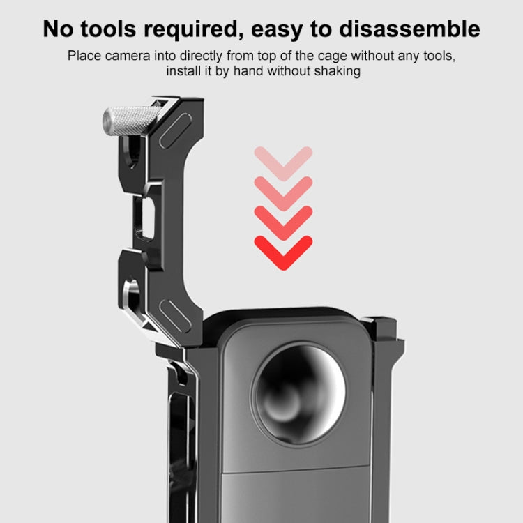 Pour Insta360 X3 PULUZ Cage de Protection en Métal Rig Boîtier Cadre avec Base à Griffe Froide Extensible et Adaptateur Trépied, Cage en Métal Stock US, Pour Insta360 X3