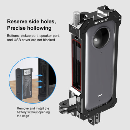 Pour Insta360 X3 PULUZ Cage de Protection en Métal Rig Boîtier Cadre avec Base à Griffe Froide Extensible et Adaptateur Trépied, Cage en Métal Stock US, Pour Insta360 X3