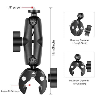 PULUZ Motorcycle Crab Clamp Handlebar Fixed Mount Holder for GoPro and Other Action Cameras