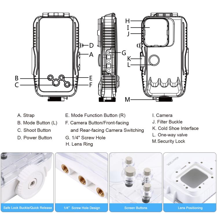 PULUZ 40m/130ft Waterproof Diving Case for iPhone 16 / 15 / 15 Pro / 14 / 14 Pro / 13 / 13 Pro / 12 / 12 Pro, with One-way Valve Photo Video Taking Underwater Housing Cover, For iPhone 16 / 15 / 15 Pro, For iPhone 14 / 14 Pro