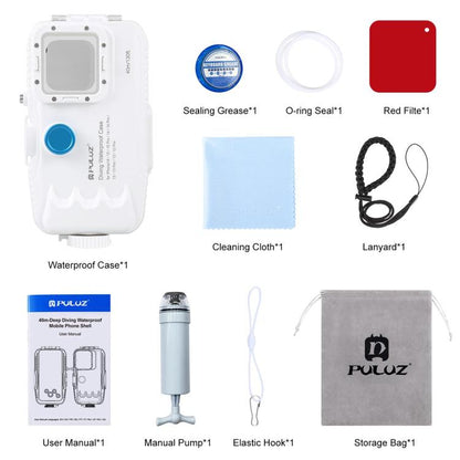 PULUZ 40m/130ft Waterproof Diving Case for iPhone 16 / 15 / 15 Pro / 14 / 14 Pro / 13 / 13 Pro / 12 / 12 Pro, with One-way Valve Photo Video Taking Underwater Housing Cover, For iPhone 16 / 15 / 15 Pro, For iPhone 14 / 14 Pro