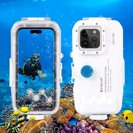 PULUZ 40m/130ft wasserdichtes Tauchgehäuse für 15 Pro Max / 15 Plus / iPhone 14 Plus / 14 Pro Max / 13 Pro Max / 12 Pro Max / 11 Pro Max, mit Einwegventil Foto Video Unterwassergehäuse, für iPhone 15 Pro Max / 15 Plus / 14 Plus...