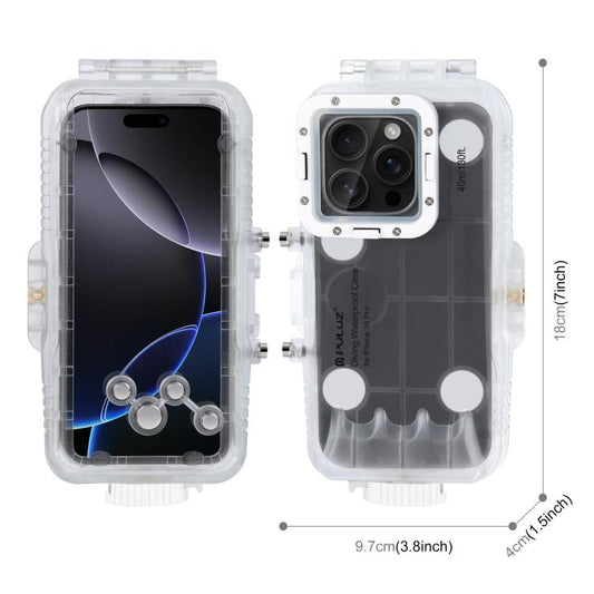 For iPhone 16 Pro PULUZ 40m/130ft Waterproof Diving Case Photo Video Taking Underwater Housing Cover