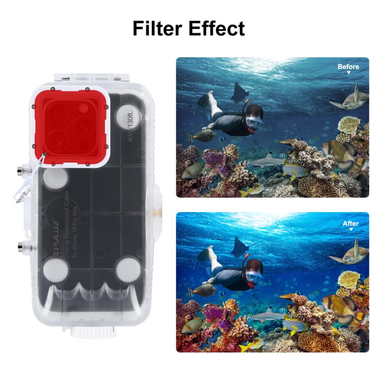 For iPhone 16 Pro Max PULUZ 40m/130ft Waterproof Diving Case with One-way Valve Photo Video Taking Underwater Housing Cover