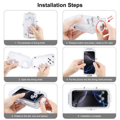 For iPhone 16 Pro Max PULUZ 40m/130ft Waterproof Diving Case with One-way Valve Photo Video Taking Underwater Housing Cover