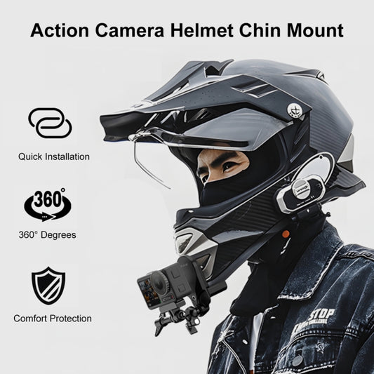 PULUZ Support de mentonnière pour casque de moto pour GoPro et autres caméras d'action, support de mentonnière pour casque