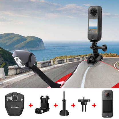PULUZ Support de Caméra d'Action pour Pare-Brise de Moto pour GoPro Hero12 Black / DJI Osmo Action 4 / Insta360 X4 / Ace Pro et Autres Caméras d'Action, Clip de Pare-Brise I