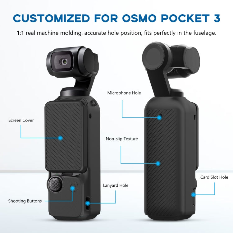 For DJI OSMO Pocket 3 PULUZ  2 in 1 Silicone Cover Case Set with Strap, Silicone Cover(Black), Silicone Cover(Grey)