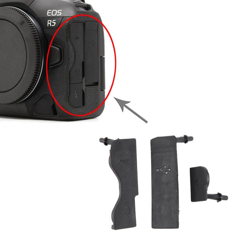 For Canon EOS R5 3 in 1 USB Cover Cap, For Canon EOS R5