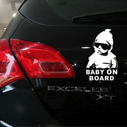 Baby On Board Pattern Vinyl Car Sticker, Size: 20cm x 13cm, Black, White