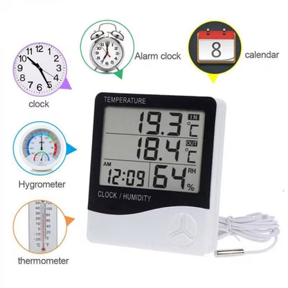 Outdoor / Indoor LCD Digital Electronic Thermometer Hygrometer Alarm Clock, THC-03A