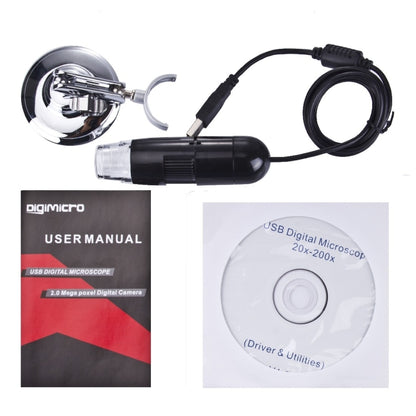 1.3 Mega pixels 200x USB digital microscope with 8 LED White light, 200X