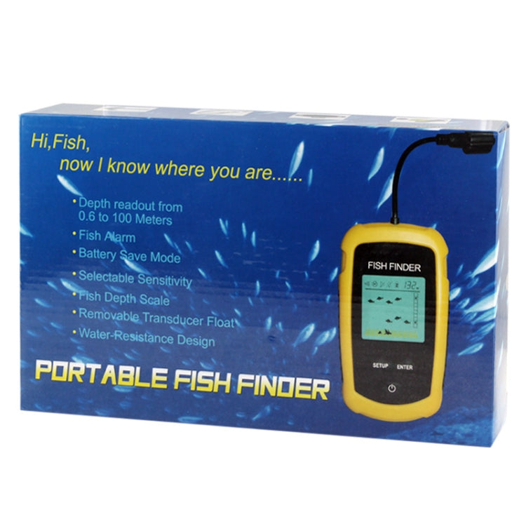 Détecteur de poissons portable avec écran 2,0 pouces, relevés de profondeur de 0,6 à 100 m, portée de fonctionnement : 0,6 à 100 m
