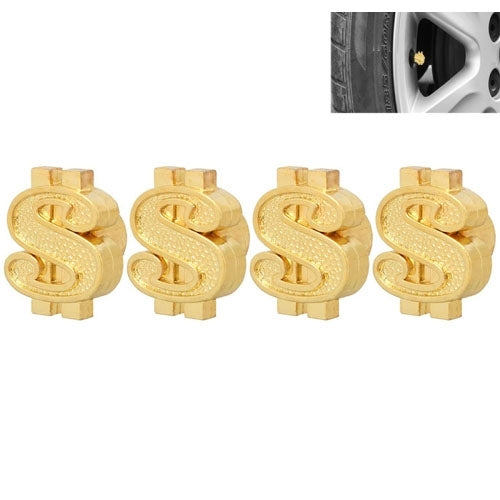 Universal 8mm Dollar Style Plastic Car Tire Valve Caps, Pack of 4, Dollar Style