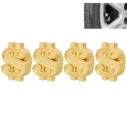 Universal 8mm Dollar Style Plastic Car Tire Valve Caps, Pack of 4, Dollar Style