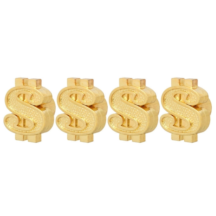 Universal 8mm Dollar Style Plastic Car Tire Valve Caps, Pack of 4, Dollar Style