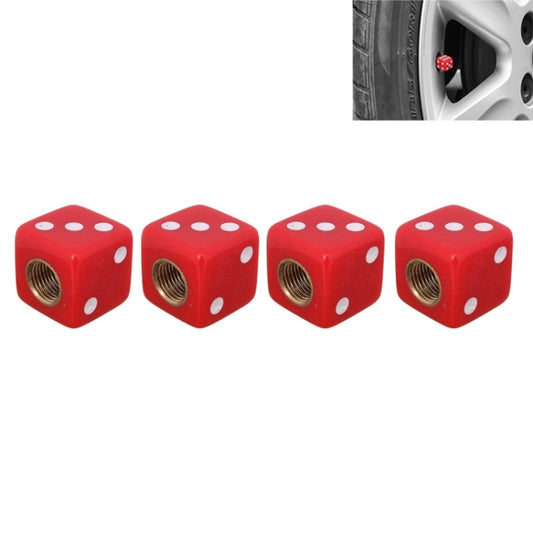 Universal 8mm Dice Style Plastic Car Tire Valve Caps, Pack of 4