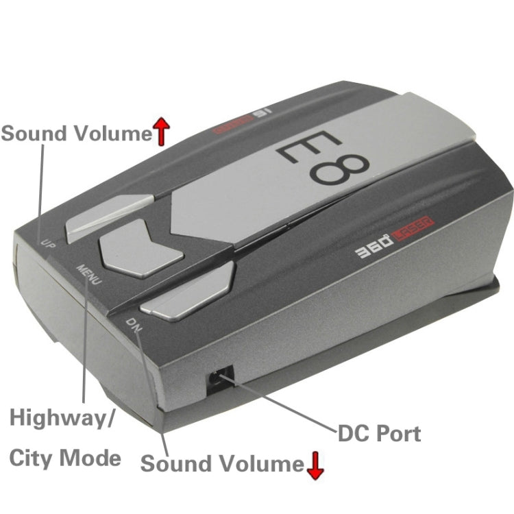 E8 360 Degrees Full-Band Scanning Car Speed Testing System Radar Laser Detector, E8