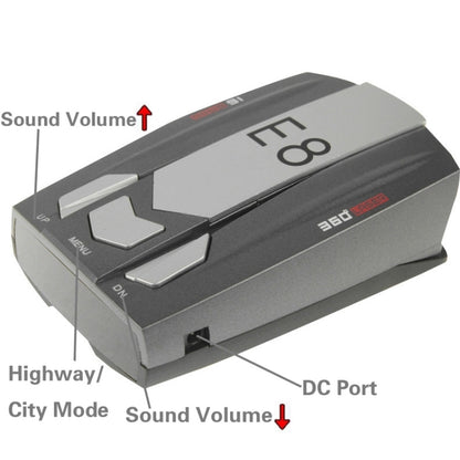 E8 360 Degrees Full-Band Scanning Car Speed Testing System Radar Laser Detector, E8