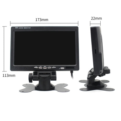 7.0 inch Car Monitor / Surveillance Cameras Monitor with Adjustable Angle Holder & Remote Controller, Dual Video Input, 7.0 inch, Dual Video Input