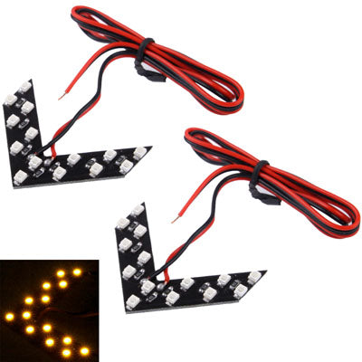 14 LED 3528 SMD Arrows Light for Car Side Mirror Turn Signal, Pairs, Universal Blue, Universal Yellow, 2 PCS, Universal Pink Light