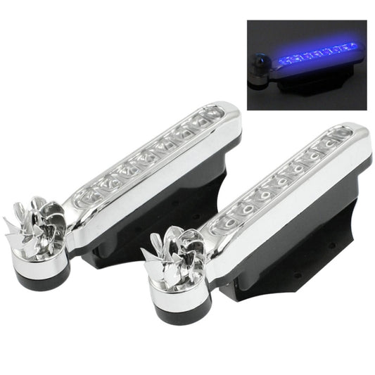 2 PCS 8 LED Bulbs Wind Powered Decorative Car Lights, Blue LED, White LED