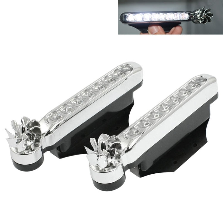 2 PCS 8 LED Bulbs Wind Powered Decorative Car Lights, Blue LED, White LED