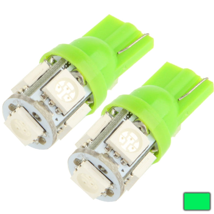 T10 5 LED 5050 SMD Car Signal Light Bulb, Pair, Green, Pair