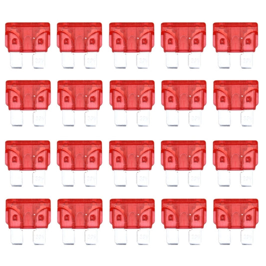 100 PCS Auto Mini Blade Fuse (30A) , DC 12V, 10A Red, 20A