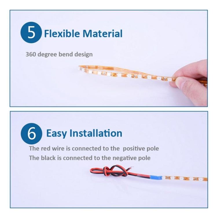 5 PCS Normally-on Style 45 LED 3528 SMD Waterproof Flexible Car Strip Light for Car Decoration, DC 12V, Length: 45cm, 45cm+Dark Blue, 45cm+Green, 45cm+Ice blue, 45cm+Pink, 45cm+Red, 45cm+White, 45cm+Yellow