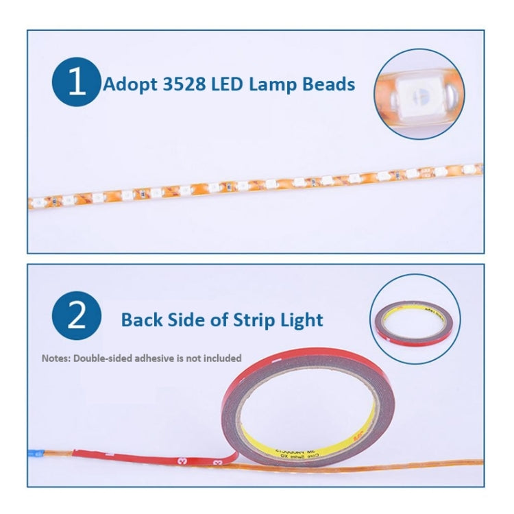 5 PCS Normally-on Style 45 LED 3528 SMD Waterproof Flexible Car Strip Light for Car Decoration, DC 12V, Length: 45cm, 45cm+Ice blue, 45cm+Pink, 45cm+Red, 45cm+White, 45cm+Yellow, 45cm+Dark Blue, 45cm+Green