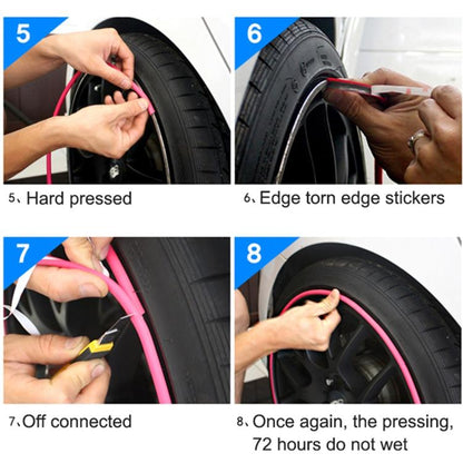 Universal Decorative Scratchproof Stickup 8M Flexible Car Wheel Hub TRIM Mouldings Decoration Strip, 15 inch, 8m