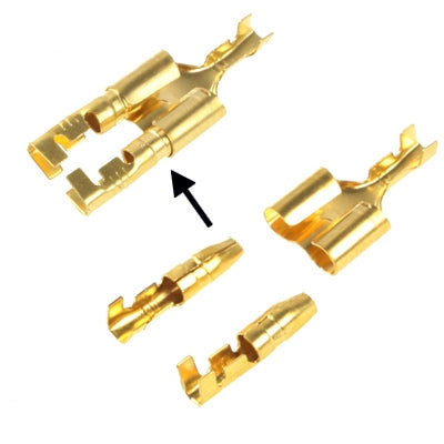100pcs DIY Crimp Terminal Female to 2 x Male Spade Connector, Cable size: 1-2.5mm2 (100pcs in one packaging, the price is for 100pcs), Female to 2 x Male