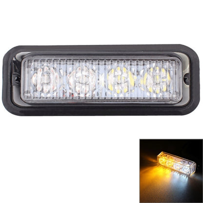 12W 720LM 6500K 635nm 4-LED Wired Car Flashing Warning Signal Lamp, DC12-24V, Wire Length: 95cm, 4-LED White + Yellow Light  Wire Length: 95cm