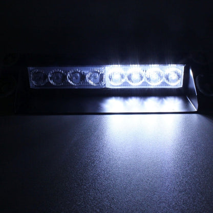 8W 800LM 8-LED 3-Modes Adjustable Angle Car Strobe Flash Dash Emergency Light Warning Lamp with Suckers, DC 12V, White + Yellow