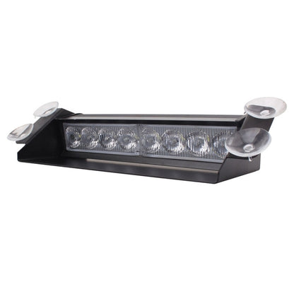 8W 800LM 8-LED 3-Modes Adjustable Angle Car Strobe Flash Dash Emergency Light Warning Lamp with Suckers, DC 12V, White + Yellow